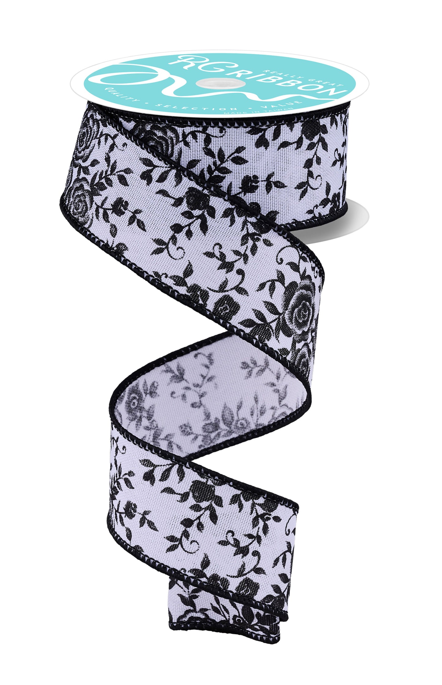 RGH131527    1.5" x 10yd Mini Rose     White/Black