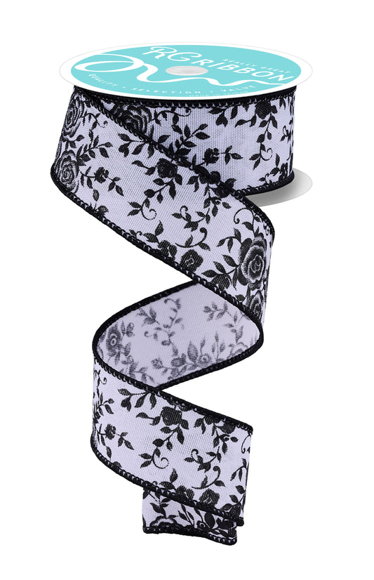 RGH131527    1.5" x 10yd Mini Rose     White/Black