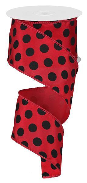 RG1588MA     2.5" x 10yd Large Polka Dot     Red/Black