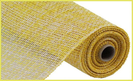 RP8155M2  10" x 10yd Two-Tone Poly Burlap Mesh Yellow/White