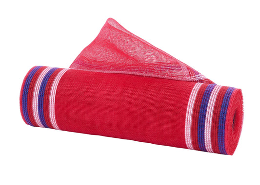 RY5009H3     10.25" x 10yd Fine Weave Border Stripe    Red/White/Blue On Red