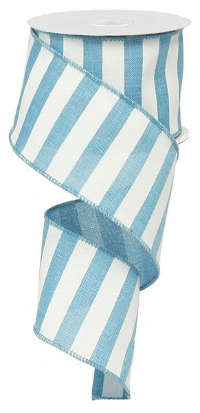 RX9149A2    2.5" x 10yd Horizontal Stripe   Turquoise/White
