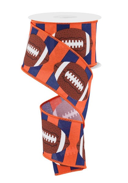 RGA143120 2.5"X10YD Football On Royal  Orange/Navy/Brown