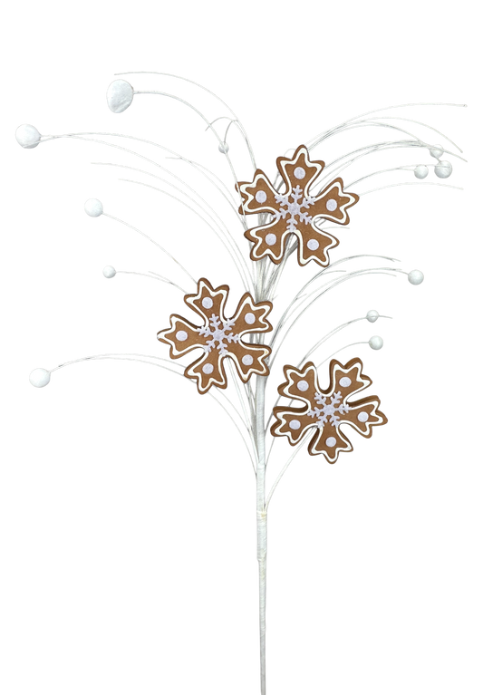 86450BN    28"H   Gingerbread Snowflake Spray     Brown