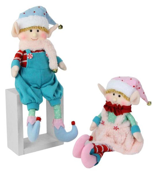 XN4305    18"H Felt/Fabric Elf W/Hat  Ice Blue/Pnk/Mint/Red/Wht