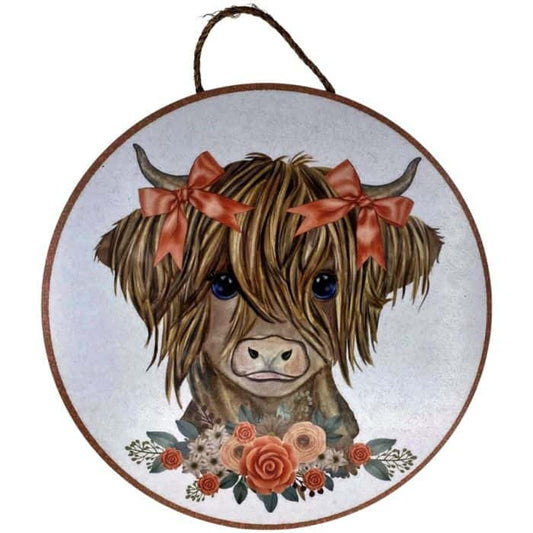 CUS1061     18" CIRCLE COW PEACH BORDER    Peach