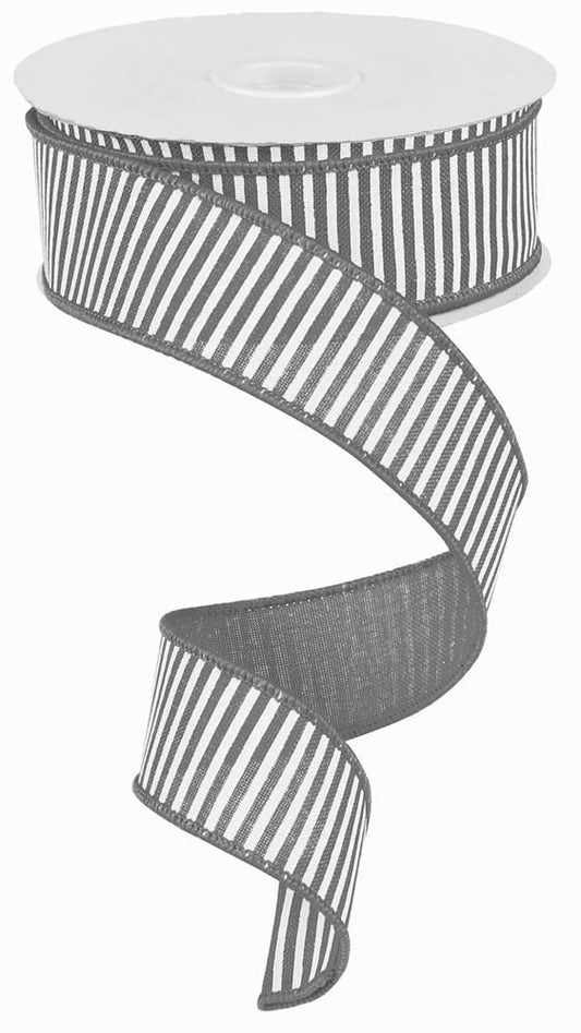 RG178010  1.5" x 10yd Horizontal Stripes/Royal Grey/White