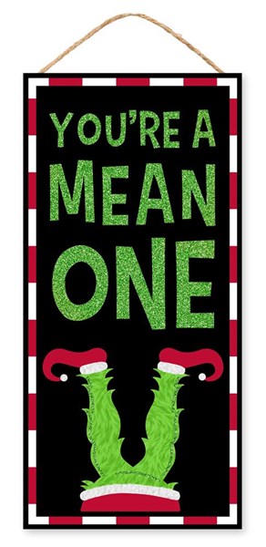 AP8976 12.5"H X 6"L You're a Mean One Glitter Black/Lime/Red/White