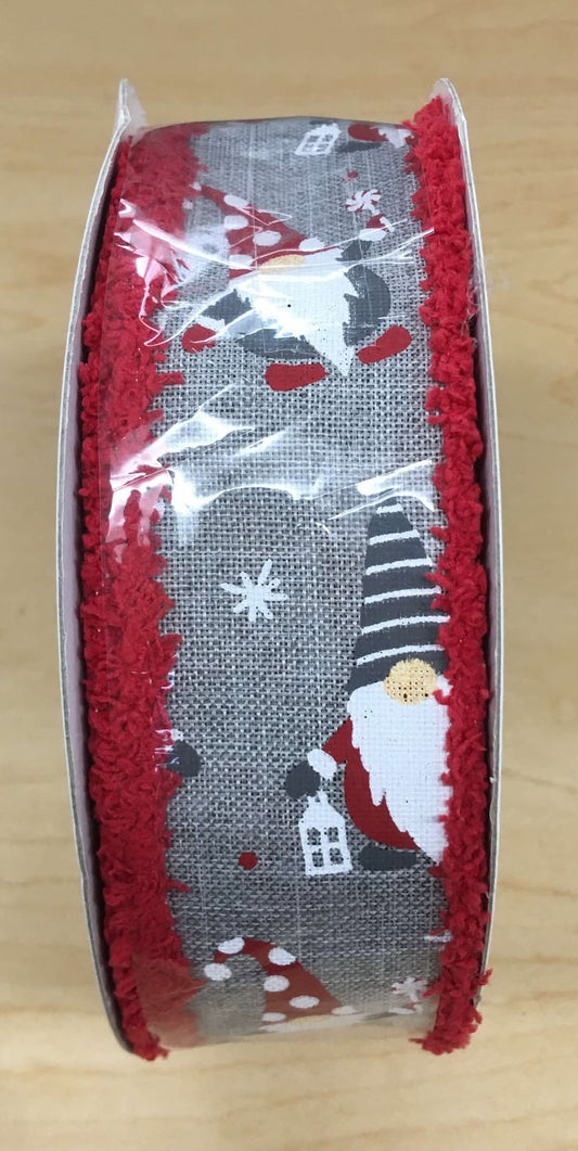 RG0837810  1.5 " X10yd Christmas Gnomes/Royal/Draft Gray/Red