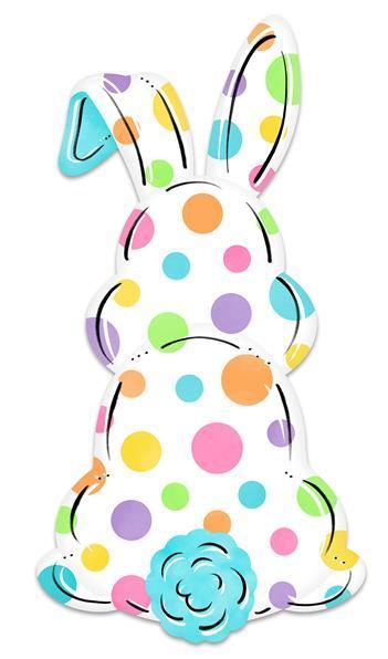 MD1123       15"Hx7.9"L Metal Bunny Bottom Sign   Multi Pastel