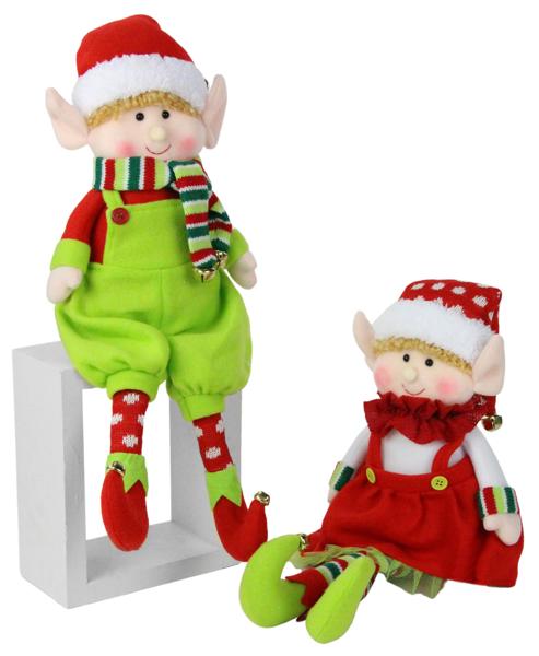 XN4304    18"H Felt/Fabric Elf W/Hat    Lime Green/Red/White