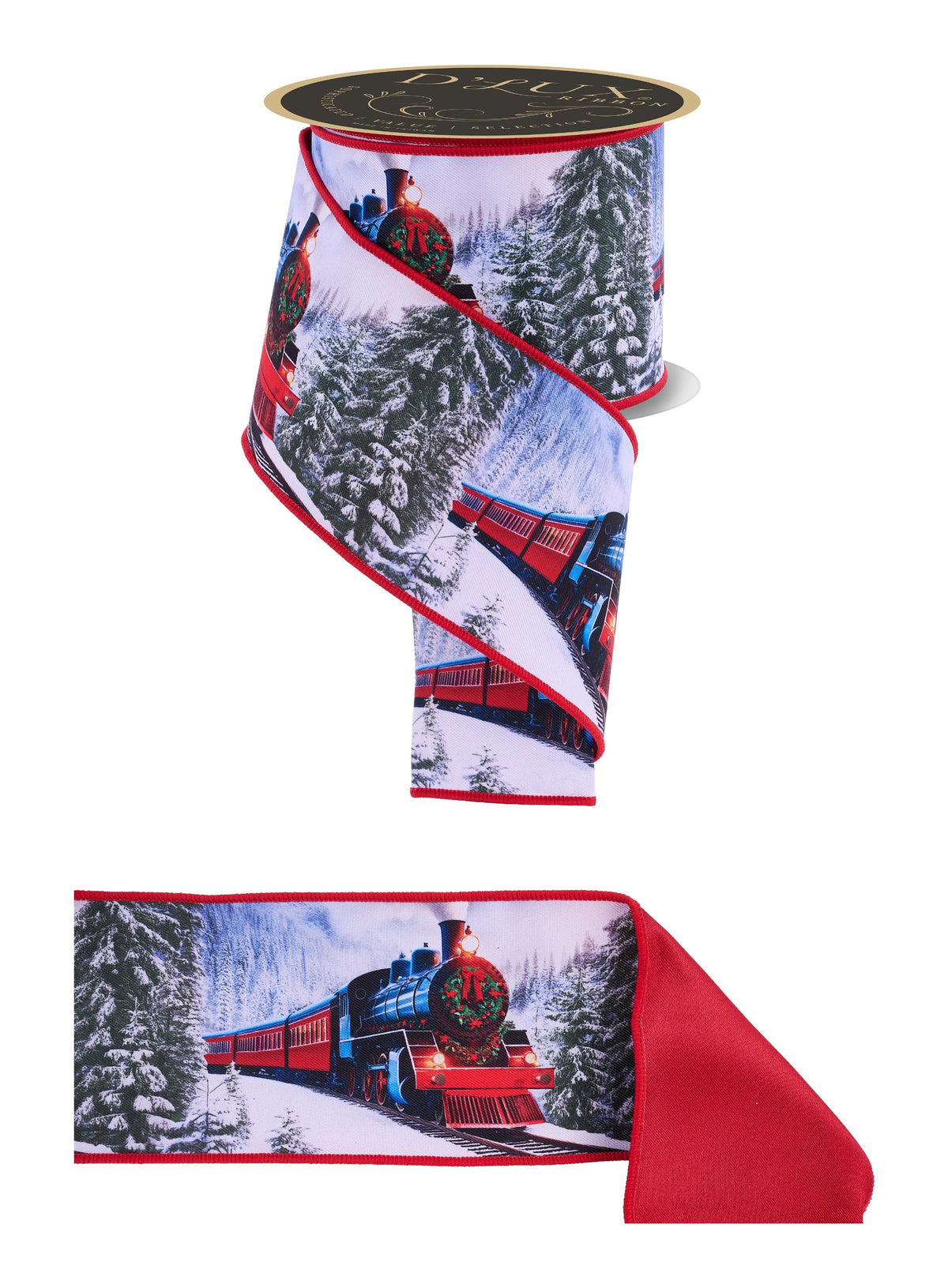 LX12488R     4" x 10yd Winter Train/Fused   Wht/Red/Green