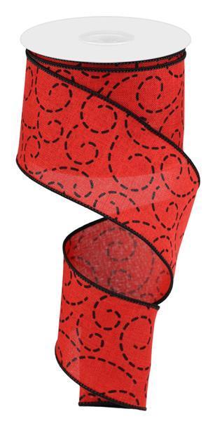 RGC127524   2.5" x 10yd Dashed Swirls    Red/Black