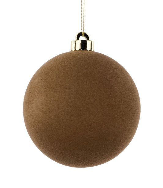 XH113804    120Mm Smooth Flocked Ball Ornament    Brown