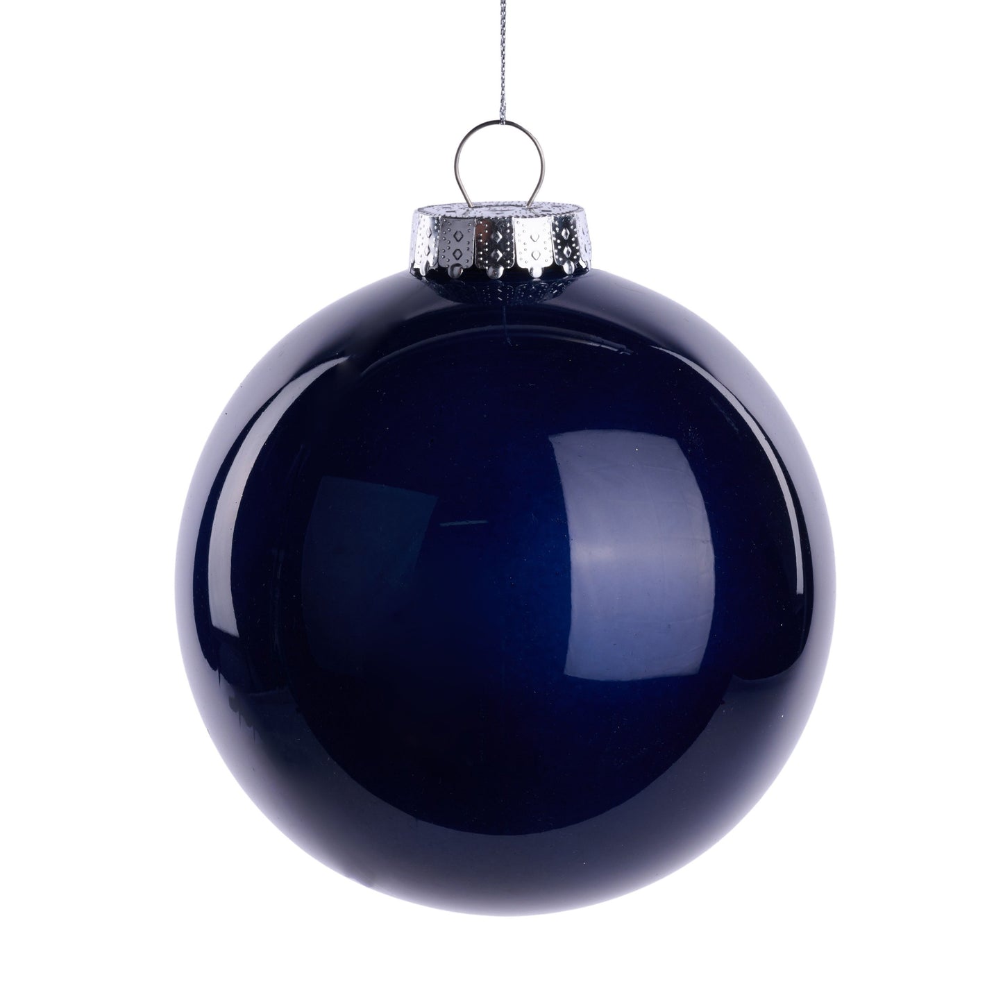 XH966319    150Mm Dia Lacquer/Glass Look Ornament   Navy Blue