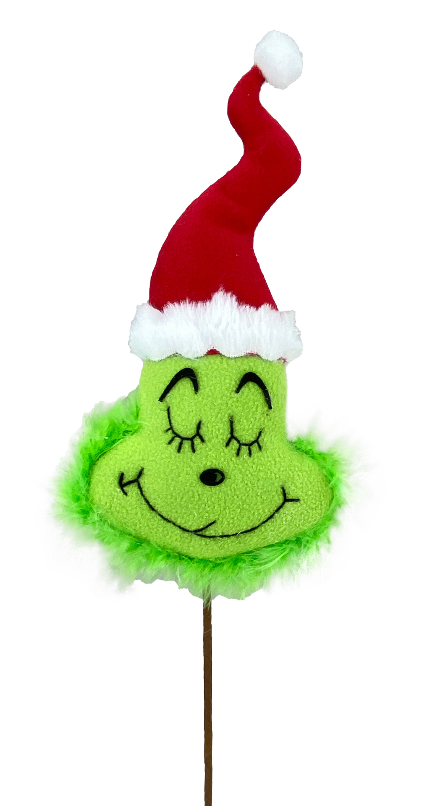 85544RWG  19"Hx4.5"W  Plush Green Monster Head Pick    Red//White/Green