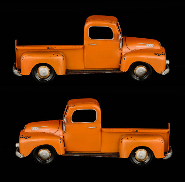AM024720     15.75"L x 6.5"H Metal Half Truck   Orange