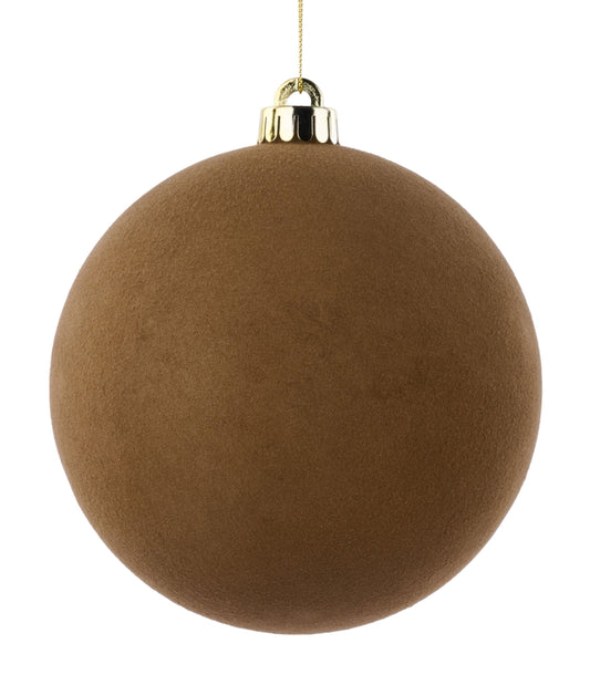 XH115004  150Mm Smooth Flocked Ball Ornament  Brown
