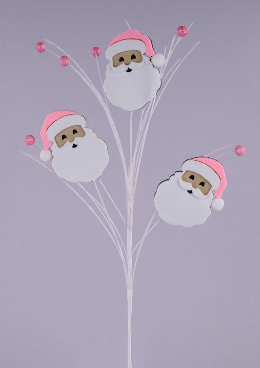 XP019390  23"L Glttr/Felt Santa Claus Spray  Beige/Pink/White