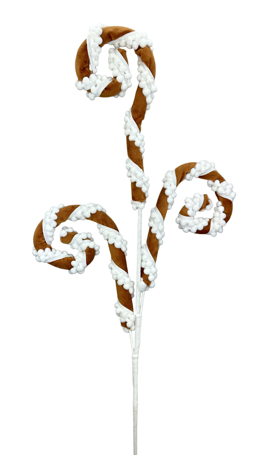 86453BN    28"H   Gingerbread Stripe Sprial Curly SprayX3