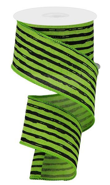 RGA1385E9 2.5"X10yd Irregular Stripes On Royal Lime/Black
