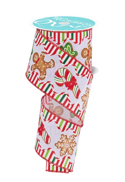 RGF141827  2.5" x 10yd Gingerbread/Candy/Tree White/Multi