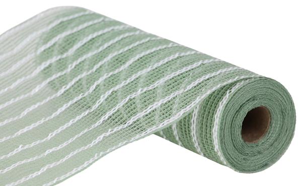 RY8018R8   10.25" x 10yd Poly/Faux Jute/Metallic Mesh  Sage/White