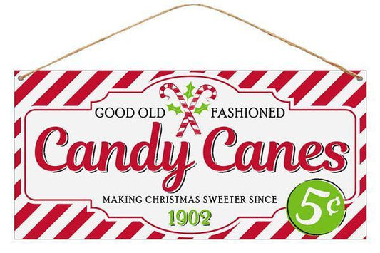 MD0385  12"L x 6"H Tin Candy Canes   White/Red/Black