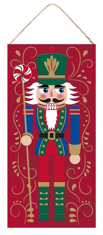 AP8545   12.5"H x 6"L Nutcracker W/Candy Sign    Red/Blue/Green