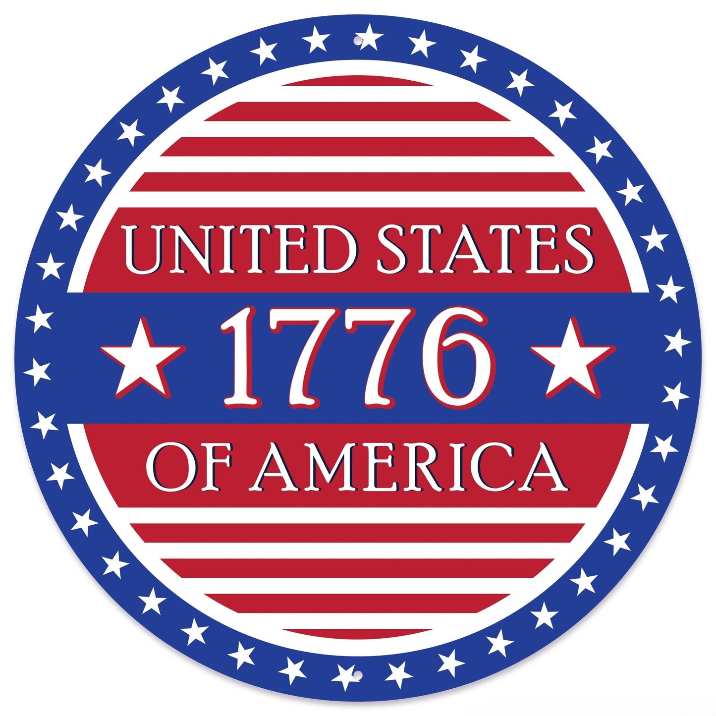 MD181536     12"Dia United States 1776 Sign    Royal/Red/White