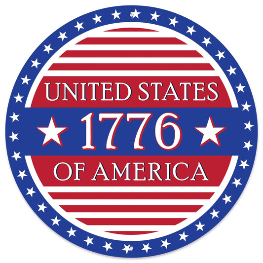 MD181536     12"Dia United States 1776 Sign    Royal/Red/White