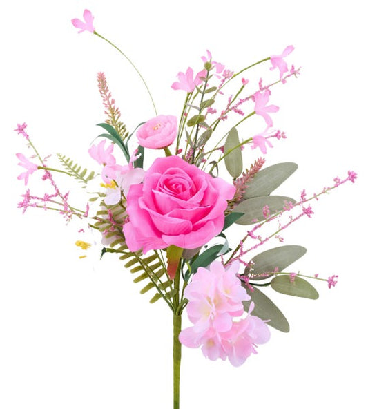 FH814789    19"L Rose/Hydrangea Flower Spray   Multi Pink