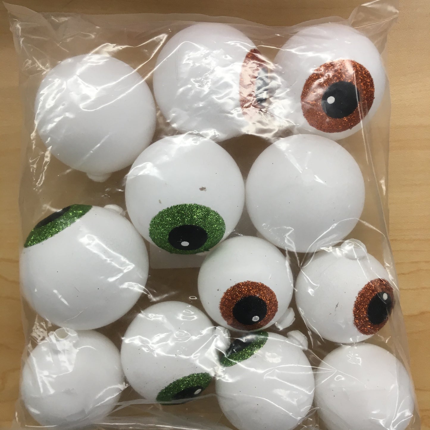 HH760899  Asst (12 ct) 40Mm/50Mm Glitter Eyeballs White/Orange/Black/Lime