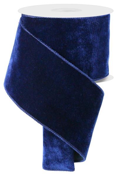 RGE166019   4" x 10yd Deluxe Velvet/Satin Backing   Navy Blue