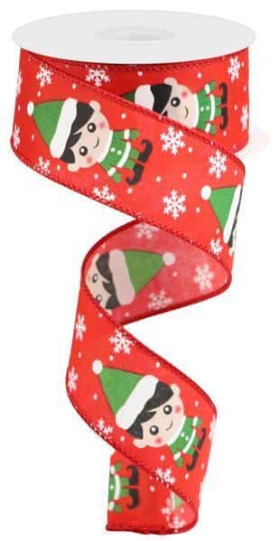 RX9163 1.5”x10YD Standing Elf Red W/Green/White/Black
