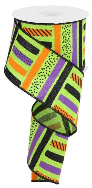 RGC13125K  2.5" x 10yd Brush Stroke Stripes/Royal    Lime/Black/Org/Ppl