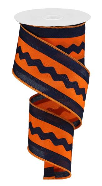 RG2032CF   2.5" x 10yd Ric Rac/Satin    Navy/Orange