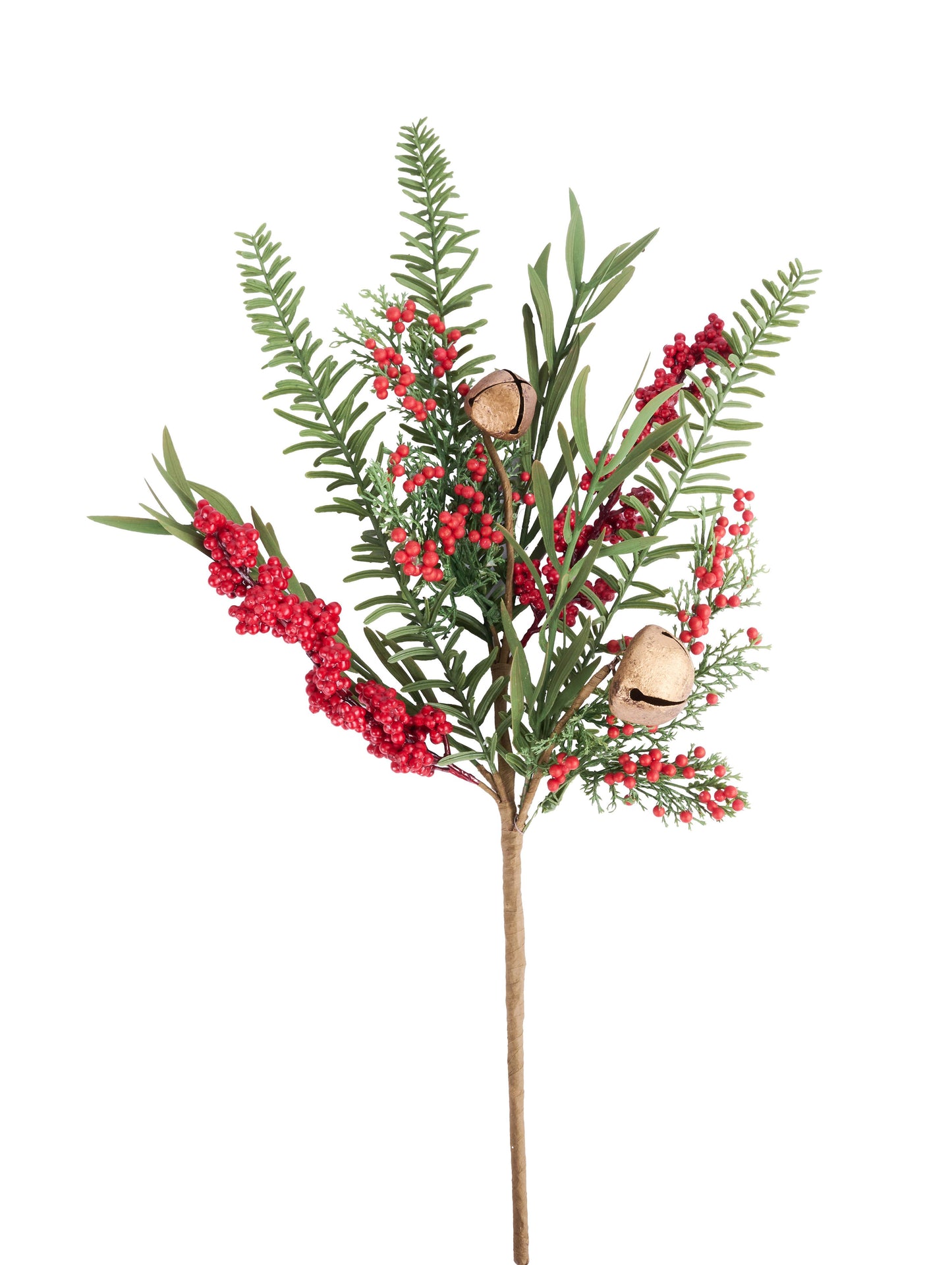 XX8723   18"L Berry Custer/Leaf/Bell Spray   Shiny Red/Matte Red/Green