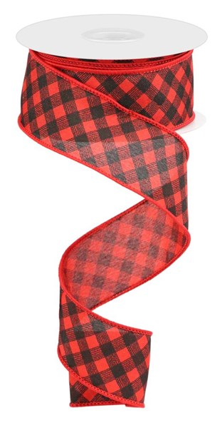 RGC1330CM 1.5"X10yd Bias Gingham Pattern Red/Black