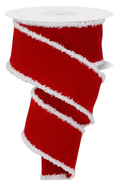 RG0189324  2.5" x 10yd Velvet W/Drift Red/White