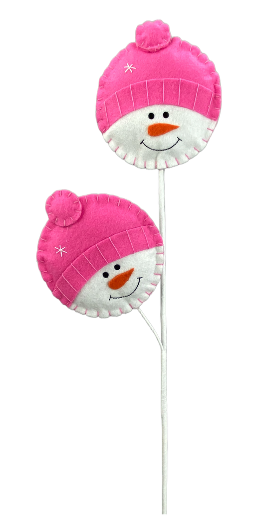 85706PK     25"H    Plush Snowman Head Spray     Pink