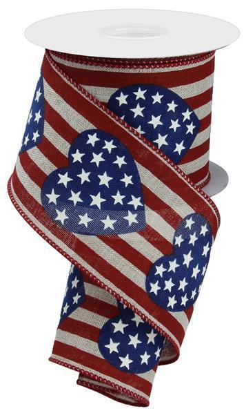 RGE1261C2    2.5" x 10yd Stars in Heart/Vertical Stripe