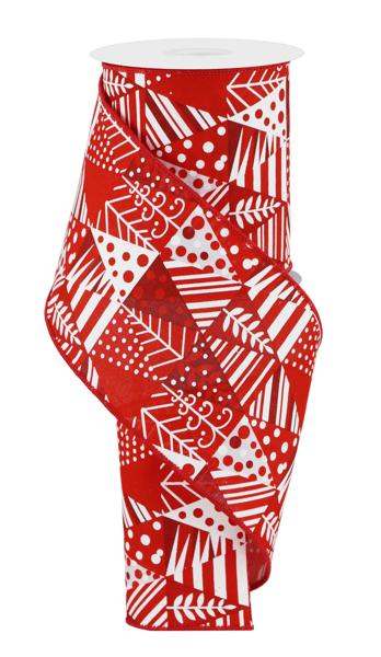 RGE183256  4" x 10yd Triangle Multi Tree    White/Red Multi