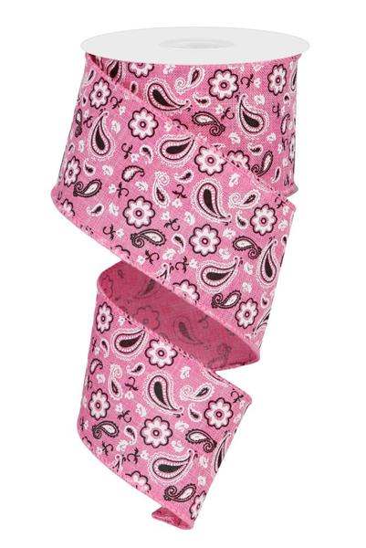 RGC190122 2.5"X10 YD Bandana on Royal Hot Pink/Black/White