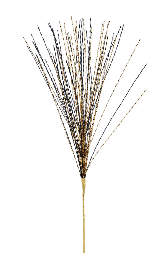 XS148260  27" Metallic Pet Twist Grass Spray x 60  Black/Gold