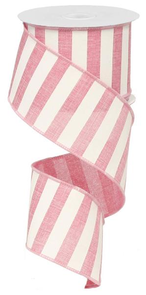 RX9149WT   2.5" x 10yd Horizontal Stripe   Pink/White