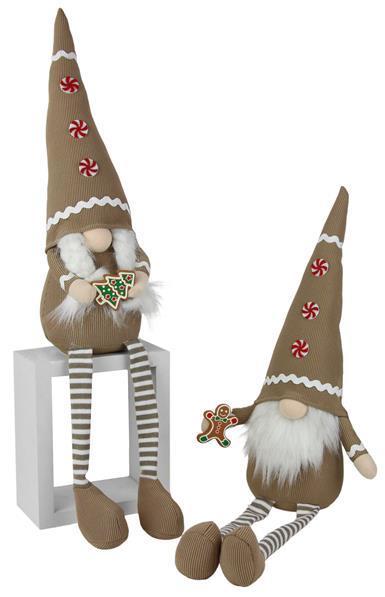 XN4336    25.5"H Sitting Gingerbread Gnome     Tan/Red/White