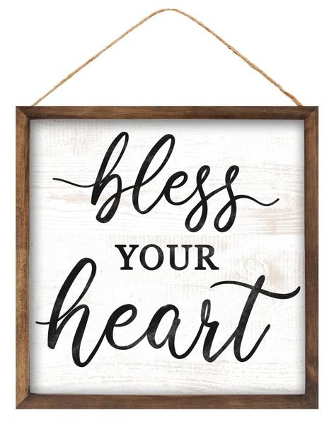 AP8586 10"Sq Bless Your Heart Sign