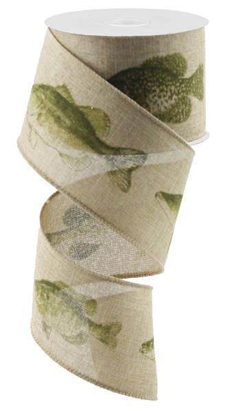 RG0165401    2.5" x 10yd Fresh Water Fish On Royal   Lt Beige/Dk Green/Moss