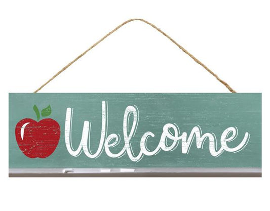 AP8102 15"L x 5"H Welcome W/Apple Sign Blue/Green/White/Red
